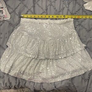 Silver Sequin Layered Skirt skort new size 8 women’s